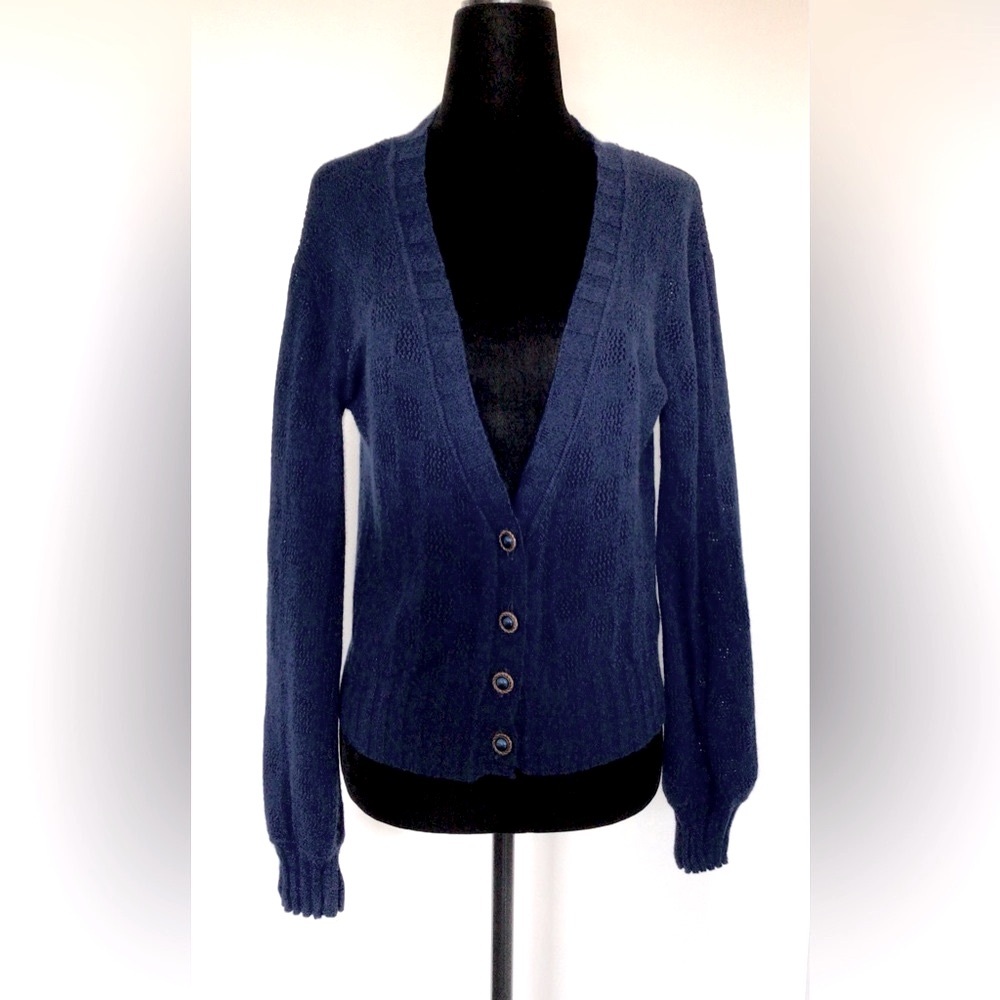 LONELY Indigo Blue Cashmere Blend V-Neck Cardigan - XS/S